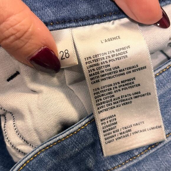 L'Agence Blue High Rise Margot Skinny Jeans Size 28 - Picture 5 of 10